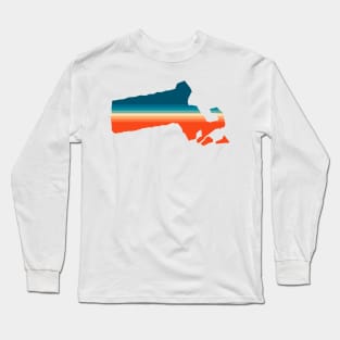 Massachusetts State Retro Map Long Sleeve T-Shirt